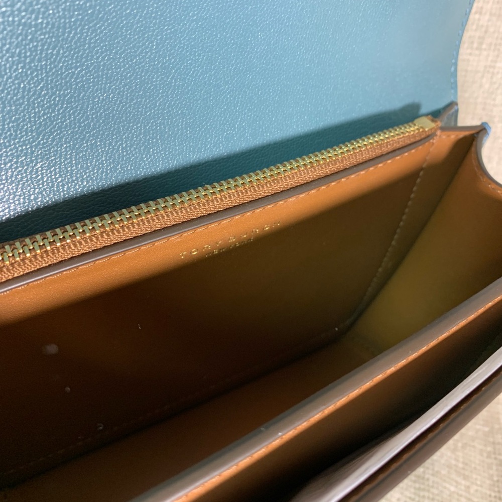 Tory Burch Eleanor Brisk Blue Textured Eleanor Small Convertible Shoulder Bag - Picture 10 of 16